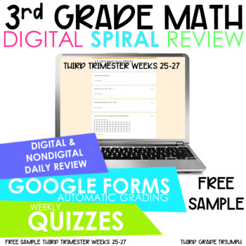 Preview of 3rd Grade Math Spiral Review | Free 