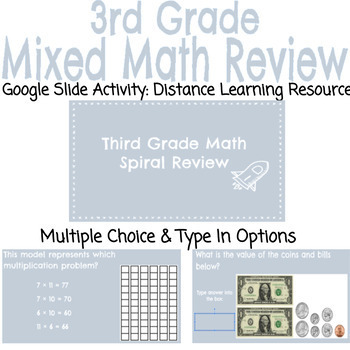 Preview of 3rd Grade Math Spiral Review: Distance Learning Online Practice