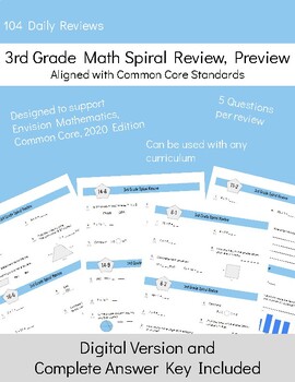 Preview of 3rd Grade Math Spiral Review, Envision Mathematics & Common Core