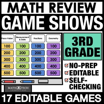 Preview of 3rd Grade Math Spiral Review Game Show PowerPoint TEST PREP Activities BUNDLE