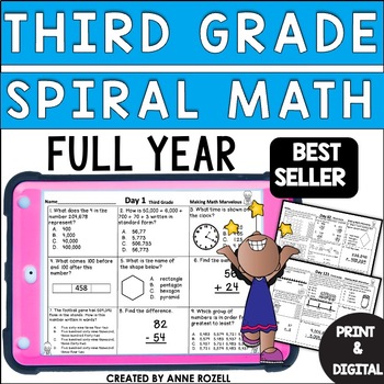 Preview of 3rd Grade Math Spiral Review | Math Morning Work | Math Worksheets