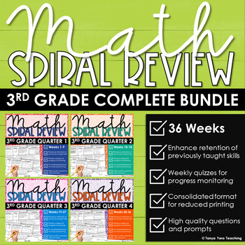 Preview of 3rd Grade Math Spiral Review | Math Test Prep | Math Morning Work BUNDLE