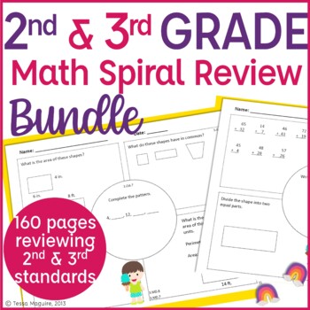 Preview of 3rd Grade Math Spiral Review | Morning Work | 2nd Grade Review | Bundle