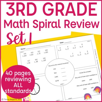 Preview of 3rd Grade Math Spiral Review | Morning Work | Homework | Set 1