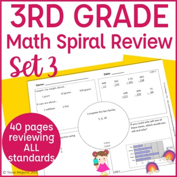 Preview of 3rd Grade Math Spiral Review | Morning Work | Homework | Set 3