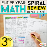 3rd Grade Math Spiral Review - Morning Work, Math Homework, or Warm Ups BUNDLE