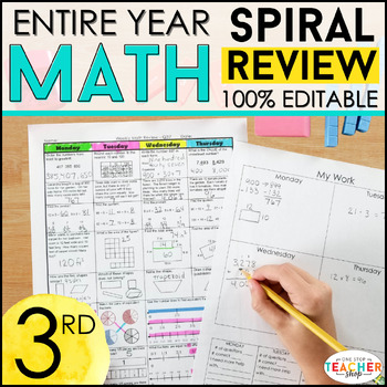 Preview of 3rd Grade Math Spiral Review - Morning Work, Math Homework, or Warm Ups BUNDLE