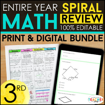 Preview of 3rd Grade Math Spiral Review & Quizzes | DIGITAL & PRINT