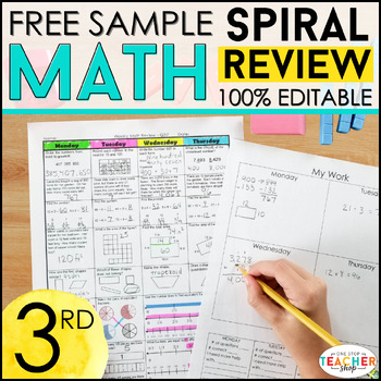 Preview of 3rd Grade Math Spiral Review & Quizzes | FREE