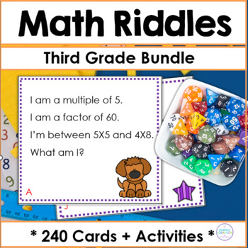 Preview of 3rd Grade Math Spiral Review Riddles Activity Bundle