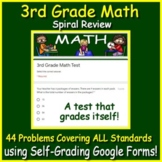 3rd Grade Math Spiral Review Test Prep using Self-Grading 