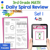 3rd Grade Math Spiral Review & Tests Set 1 DIGITAL & PRINT