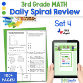 3rd Grade Math Spiral Review & Tests Set 4 DIGITAL & PRINT