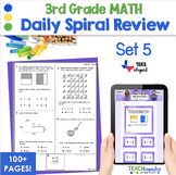 3rd Grade Math Spiral Review & Tests Set 5 TEKS STAAR Prep