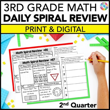 Preview of 3rd Grade Daily Math Spiral Review Packet Morning Work, Homework, Warm Ups Q2