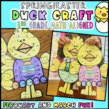 Preview of 3rd Grade Math Spring Chick Easter Craft  Fractions Area Comparing Numbers