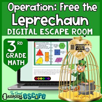 Preview of 3rd Grade St. Patrick's Day Math Activity Digital Escape Room Catch a Leprechaun
