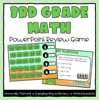 Preview of 3rd Grade Math St. Patrick's Day Powerpoint Review Game