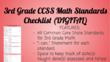 3rd Grade Math Standards Checklist- DIGITAL