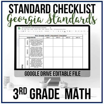 Preview of 3rd Grade Math Standards Checklist - Georgia Standards of Excellence