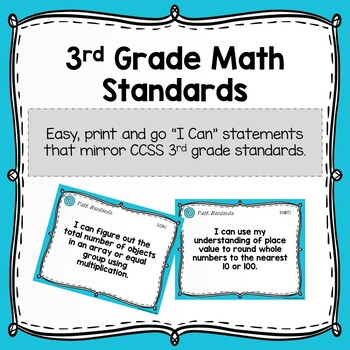 Preview of 3rd Grade Math Standards - "I Can" Statements
