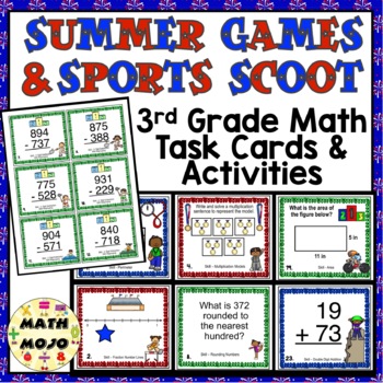 Preview of 3rd Grade Math: Summer Games and Sports Scoot