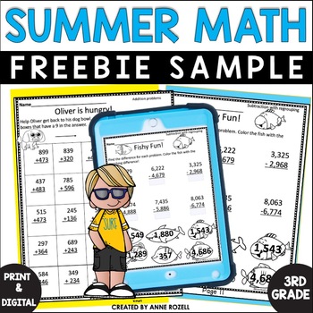 Preview of 3rd Grade Math Summer Review FREE Sample