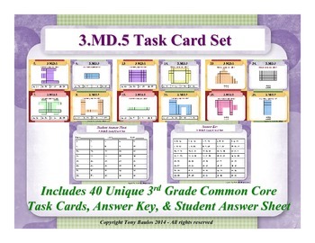 Preview of 3rd Grade Math Task Cards 3 MD.5 Geometric Measurement 3.MD.5