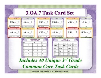 Preview of 3rd Grade Math Task Cards 3 OA.7 Fluently Multiply & Divide 3.OA.7