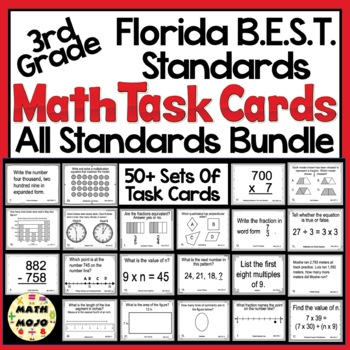 Preview of 3rd Grade Math Task Cards Florida B.E.S.T. All Standards Bundle