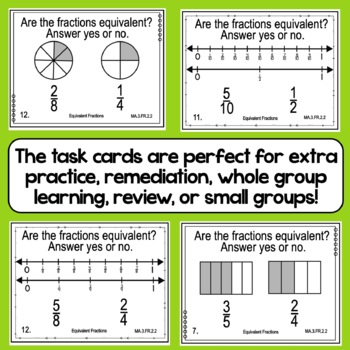 3rd Grade Math Task Cards Florida BEST Compare & Order Fraction MA.3.FR.2.1