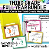 3rd Grade Math Task Cards for the Year - Fractions, Measur