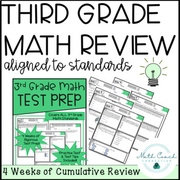 Preview of 3rd Grade Math Cumulative Review | Third Grade Math Test Prep