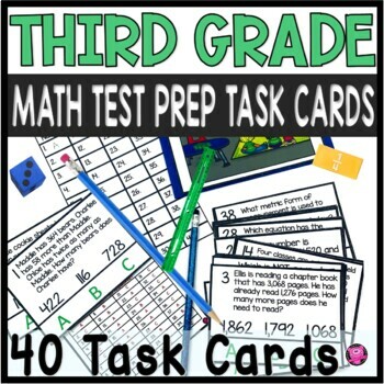 Preview of 3rd Grade Math Review Activities - Third Grade Math Test Prep Task Cards
