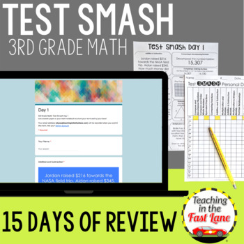 Preview of 3rd Grade Math Test Prep Bundle - Spiral Math Review - Daily Digital and Print