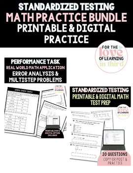 Preview of 3rd Grade Math Test Prep Bundle Performance Task Digital Resource Spiral Review