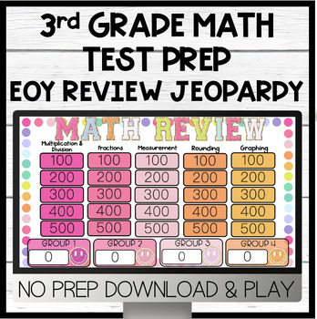 Preview of 3rd Grade Math Test Prep | End of Year Review | Jeopardy Game NO PREP