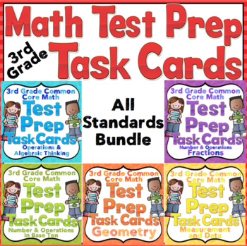 Preview of 3rd Grade Math Test Prep Task Cards Bundle