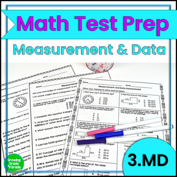 Preview of 3rd Grade Math Test Prep Worksheets: Measurement & Data