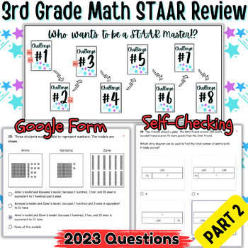 Preview of 3rd Grade Math Test STAAR Digital Game Review 2023 Part 2