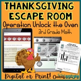 3rd Grade Math Thanksgiving Escape Room Activity Digital o