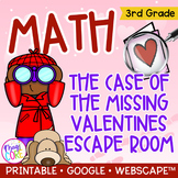 3rd Grade Math - The Case of Missing Valentines Escape Roo