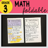 3rd Grade Math Two Dimensional Shapes Up to 4 Sides Foldable