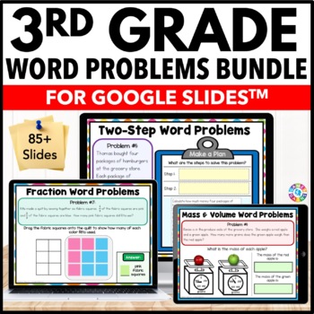 Preview of 3rd Grade Math Two Step Word Problems - Math Review Slides for Test Prep
