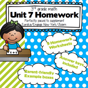 Preview of 3rd Grade Math: Unit 7 - Homework Pack