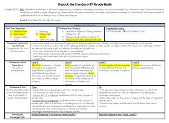 Preview of 3rd Grade Math | Unpacking the Standard | Planning Tool