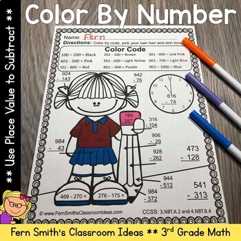 Preview of Use Place Value to Subtract Color By Number
