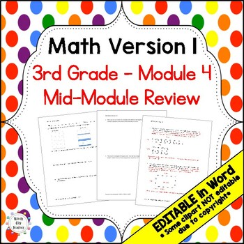 Preview of 3rd Grade Math Version 1 Mid-module review - Module 4