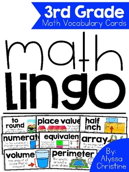 Preview of 3rd Grade Math Vocabulary Word Wall Cards