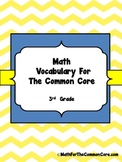 3rd Grade Math Vocabulary Word Wall for The Common Core